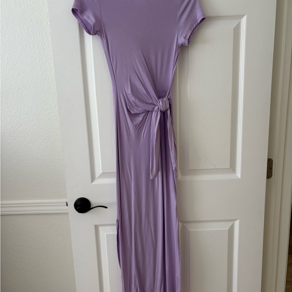 Elegant Lavender Tie-Front Dress